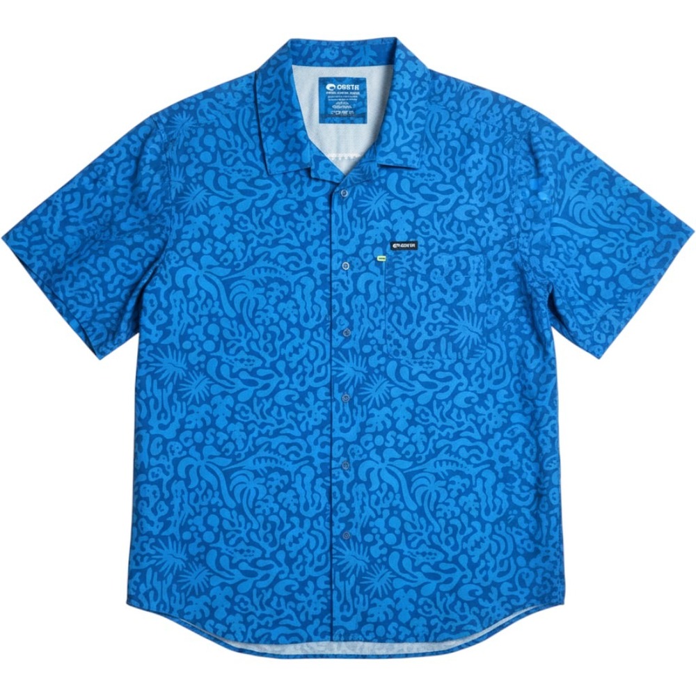 Costa Del Mar Button Down Fishing Shirt Men's XXXL Blue Coral Print FQA401102